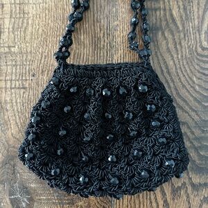 Gun-Marie Nilsson NYC Black Beaded Evening Bag – Vintage Crochet Cocktail Purse